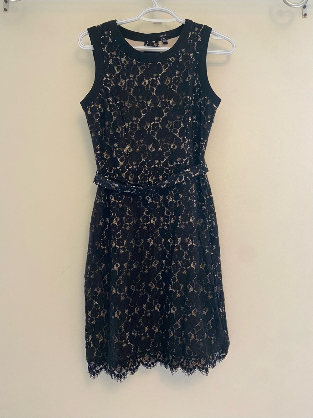 Jacob Black Lace Dress with Beige Underlay